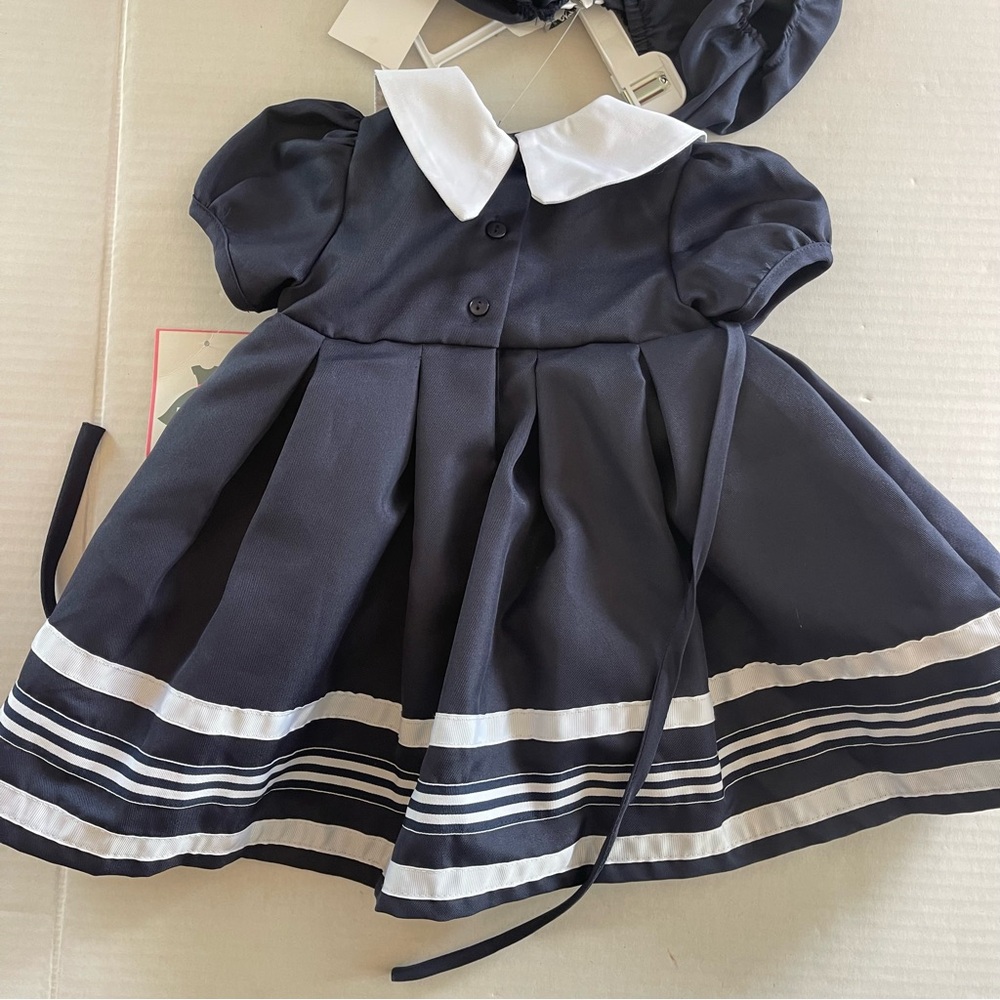 Baby 24 M Girls' Nautical Collar Dress, Panty and Hat, 3-Piece Set - Picture 4 of 9